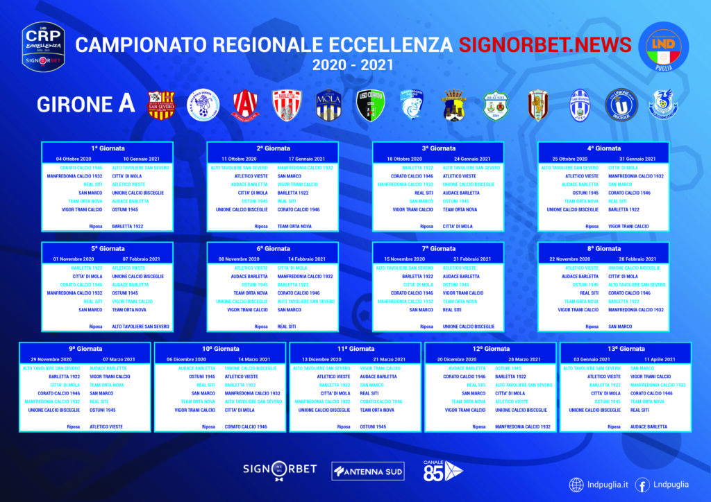 Eccellenza Puglia 20 21 Il Calendario Dell Eccellenza Ecco Tutte Le Giornate calendario eccellenza 2020 2021